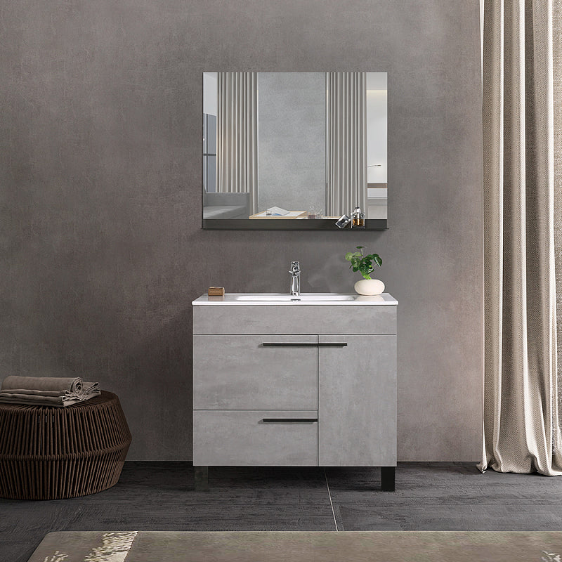 Gary-Freestanding Bathroom Vanity with Faux Marble Integrated Top&Sink