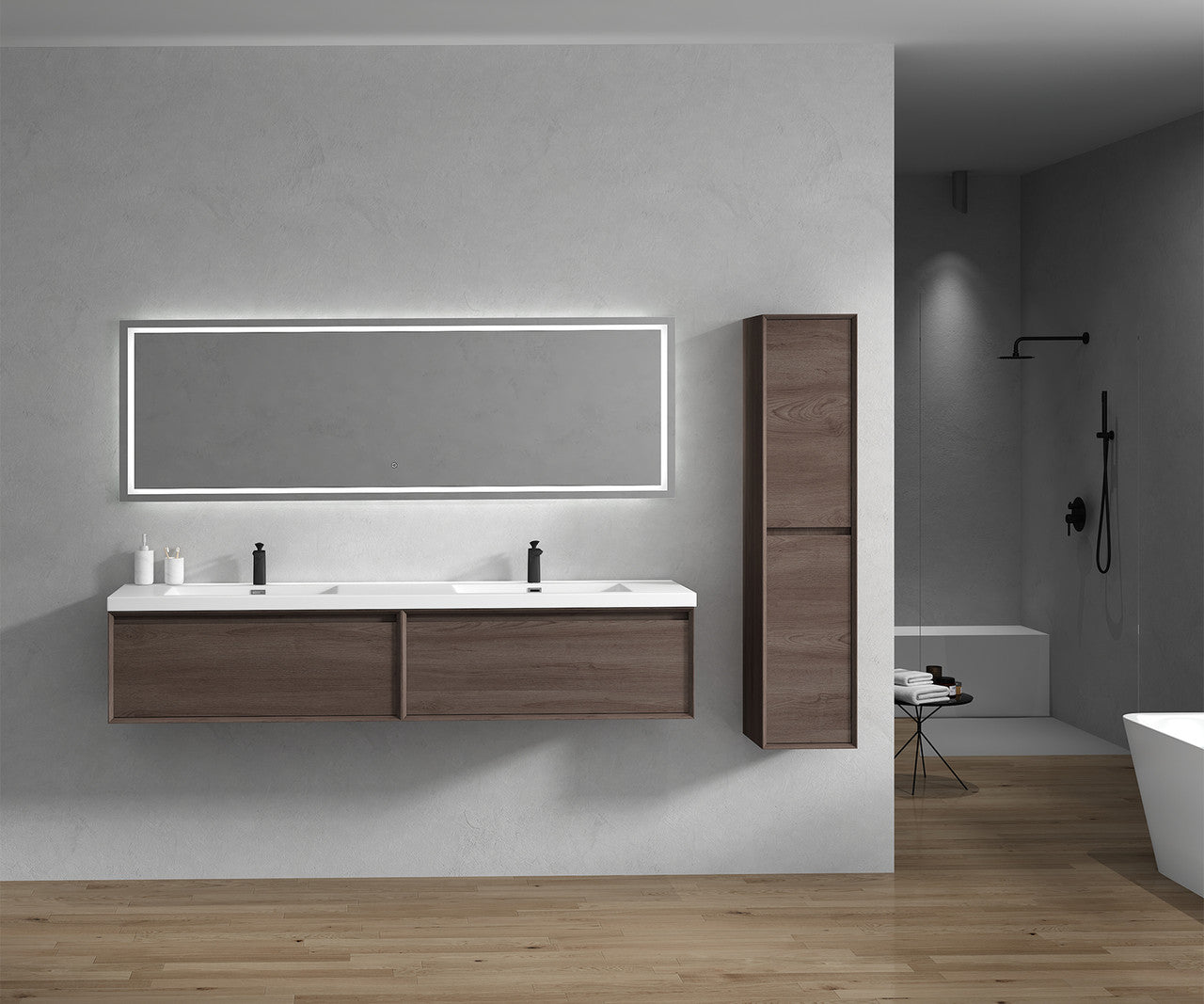 BELLA ''84inch WALL MOUNTED VANITY WITH ACRYLIC TOP