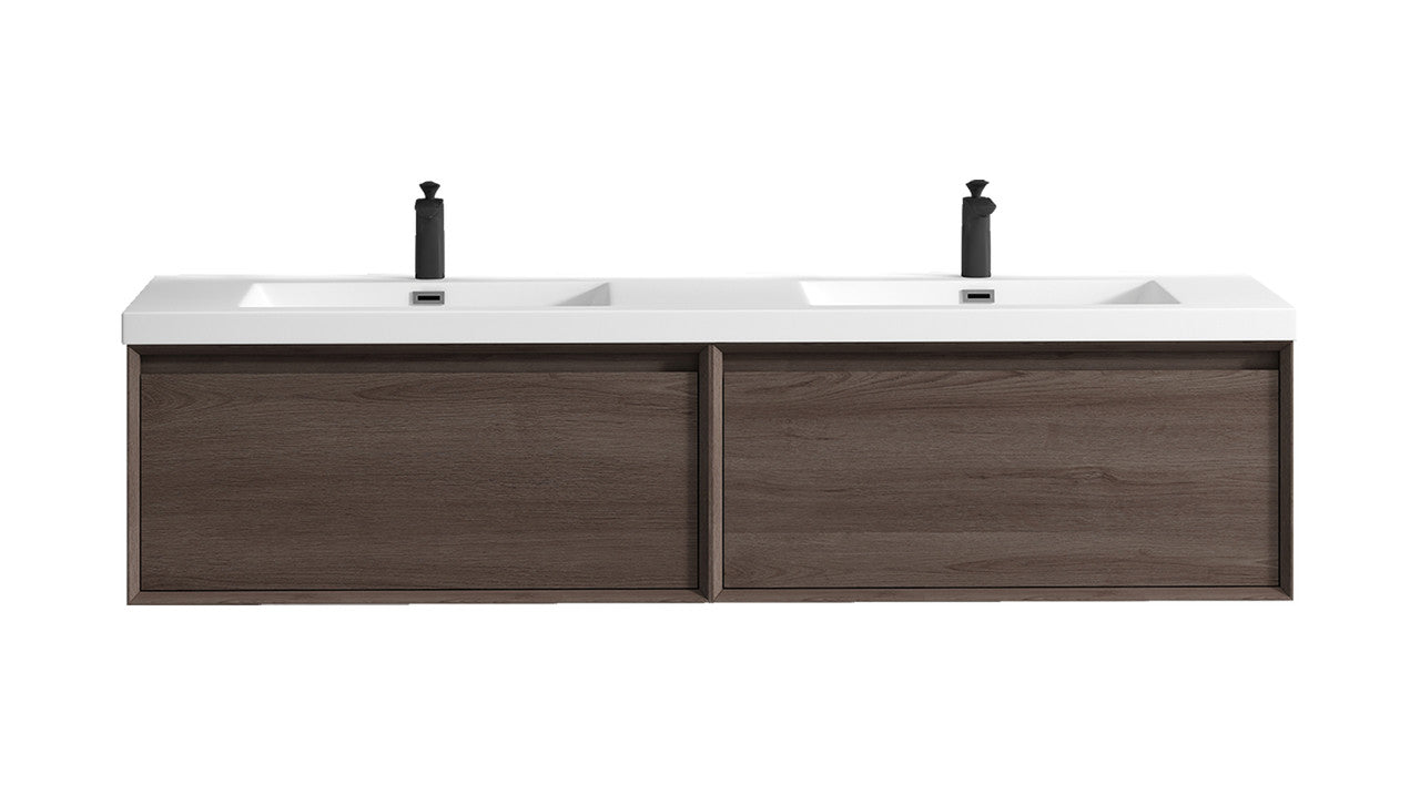 BELLA ''72 inch Double sink WALL MOUNTED VANITY WITH ACRYLIC TOP