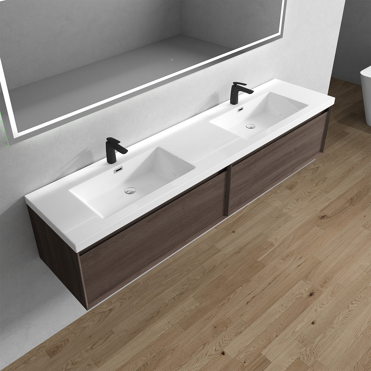 BELLA ''84inch WALL MOUNTED VANITY WITH ACRYLIC TOP