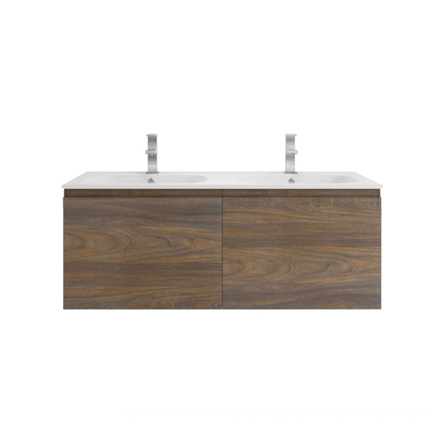 AIPO 48 Inch Double Sink Wall Mounted Vanity with PVC Sink