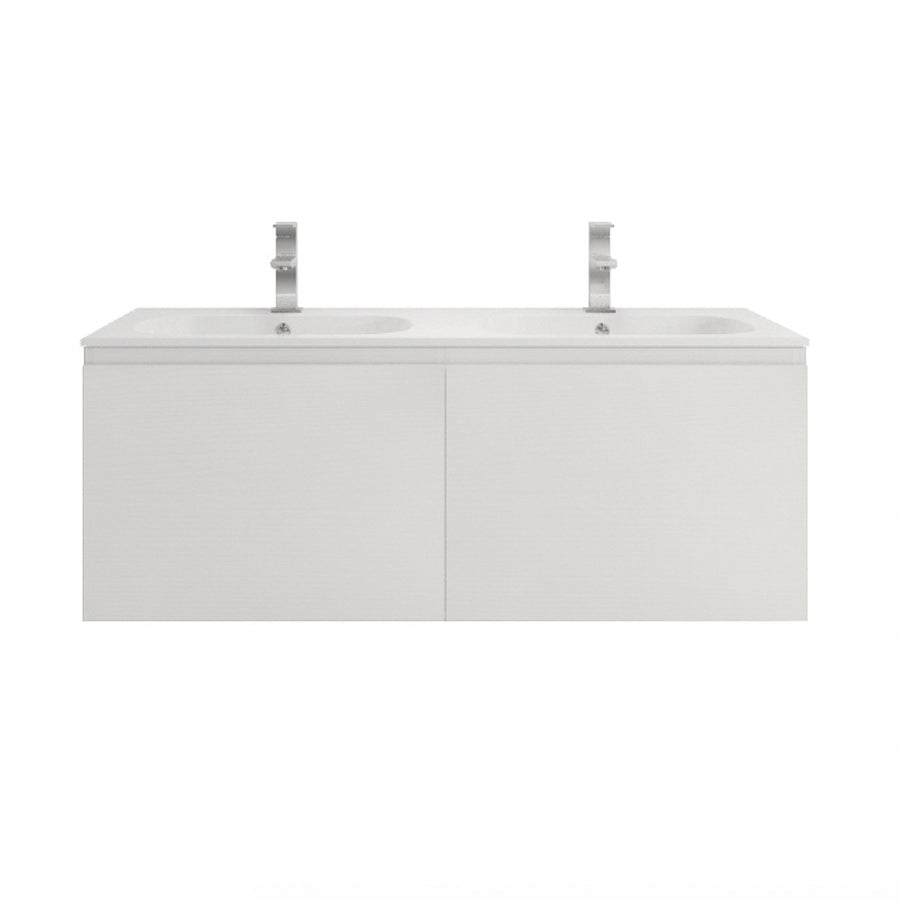 AIPO 48 Inch Double Sink Wall Mounted Vanity with PVC Sink