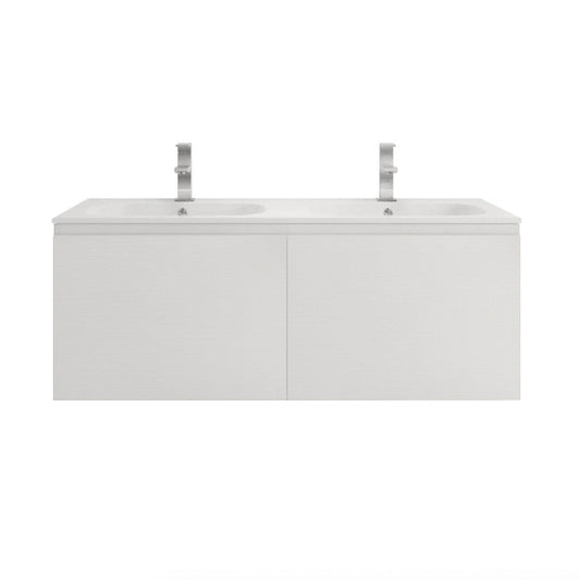 AIPO 48 Inch Double Sink Wall Mounted Vanity with PVC Sink