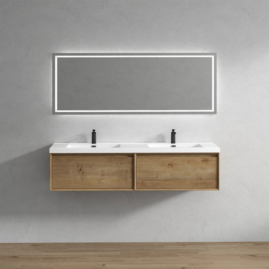 BELLA ''72 inch Double sink WALL MOUNTED VANITY WITH ACRYLIC TOP