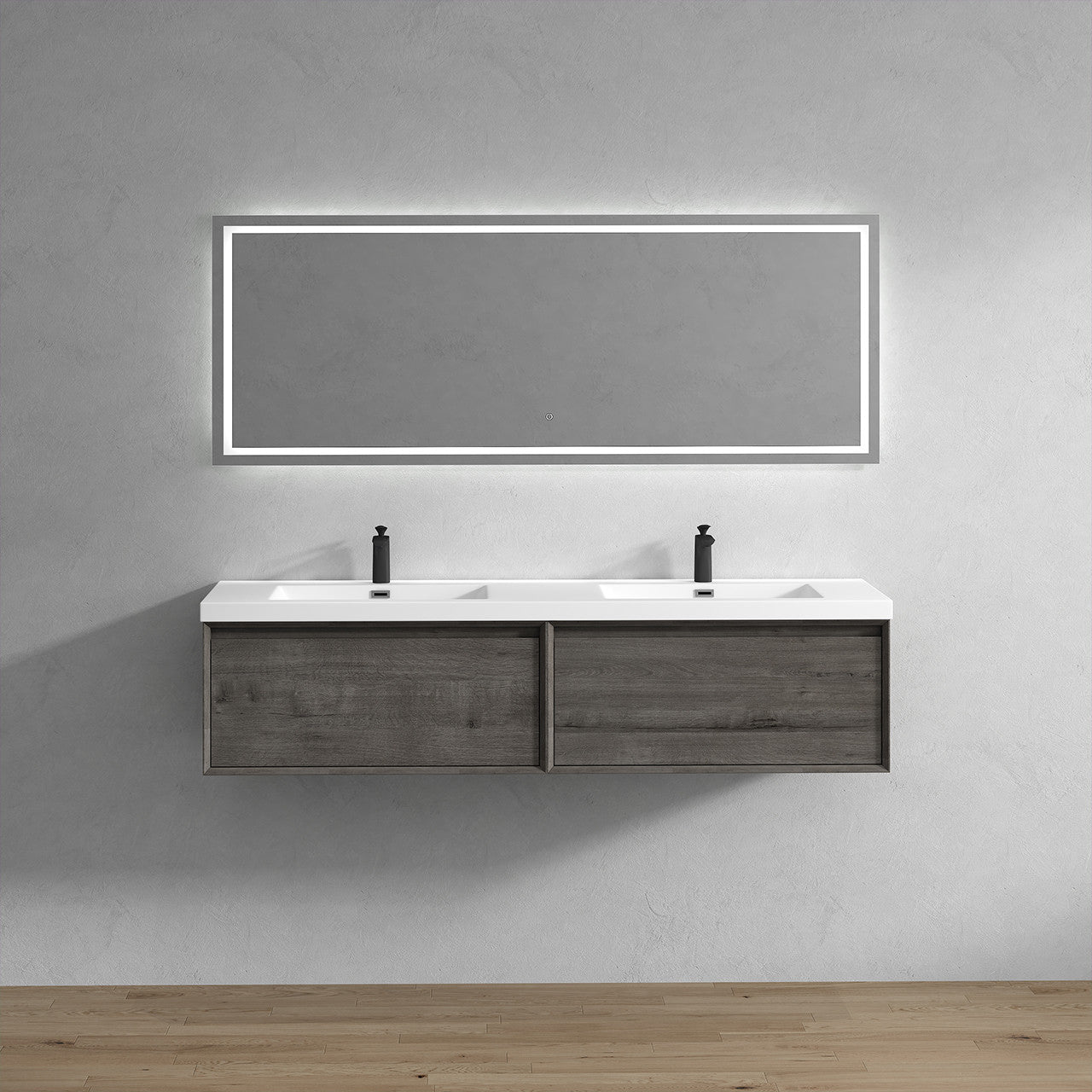 BELLA ''72 inch Double sink WALL MOUNTED VANITY WITH ACRYLIC TOP