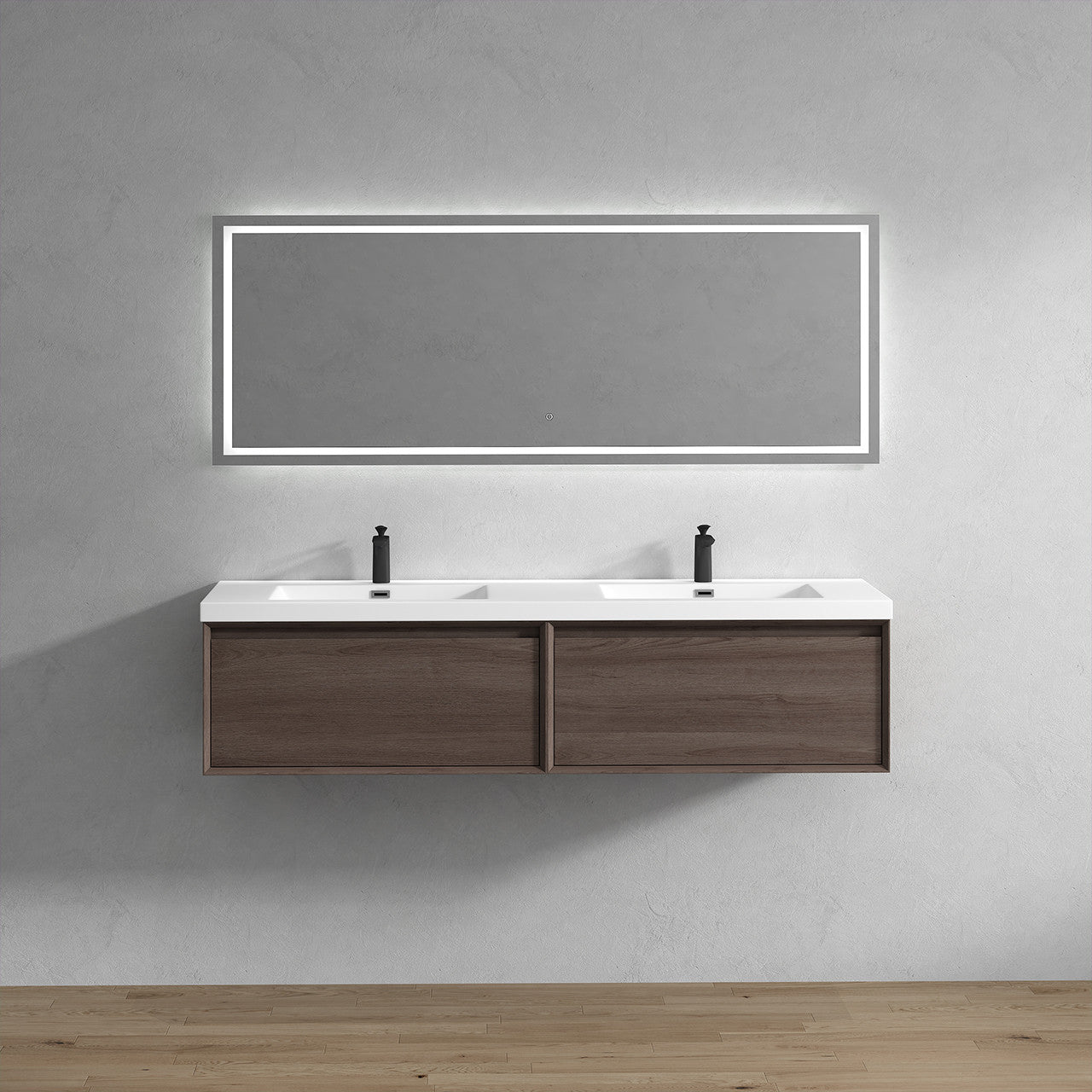BELLA ''72 inch Double sink WALL MOUNTED VANITY WITH ACRYLIC TOP