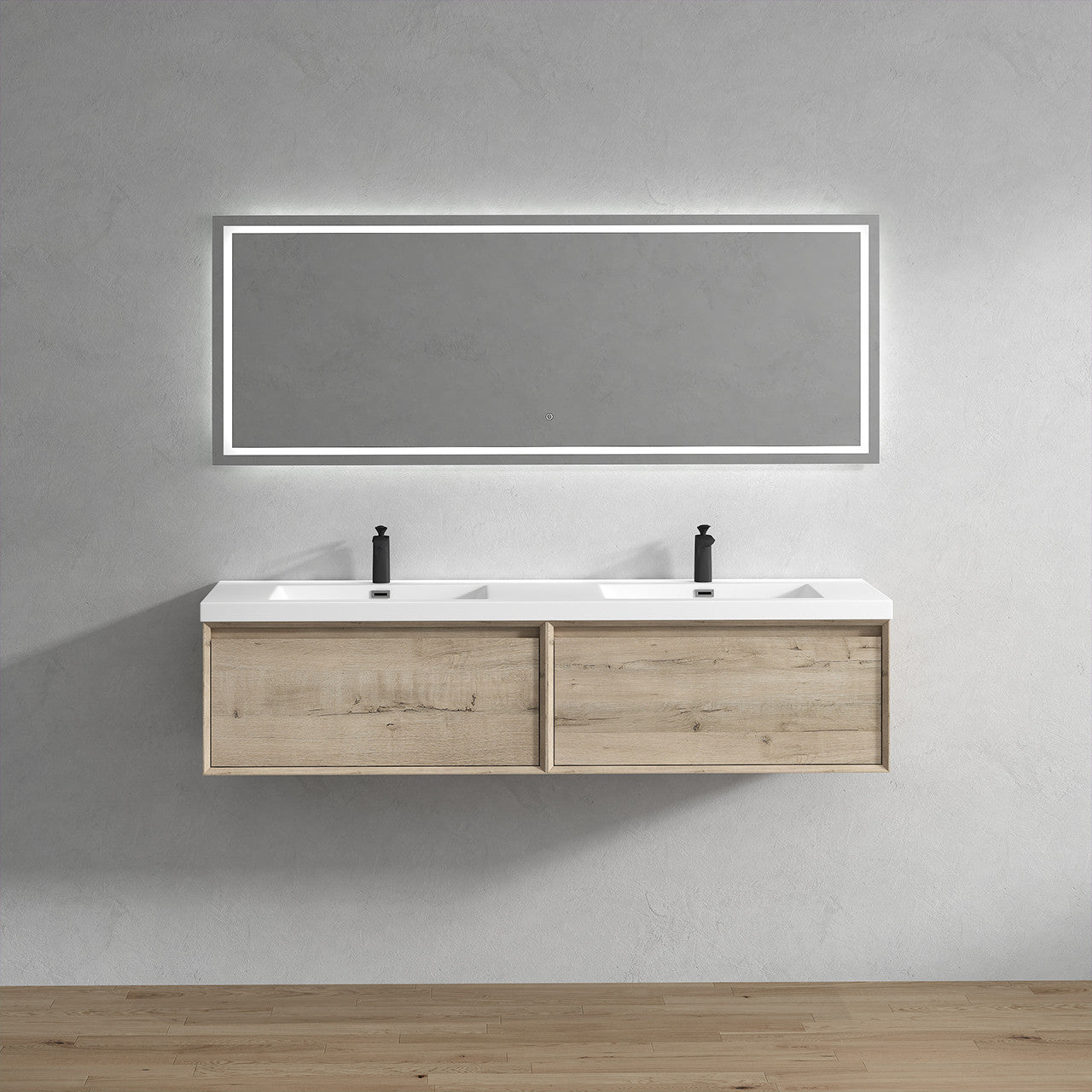 BELLA ''72 inch Double sink WALL MOUNTED VANITY WITH ACRYLIC TOP