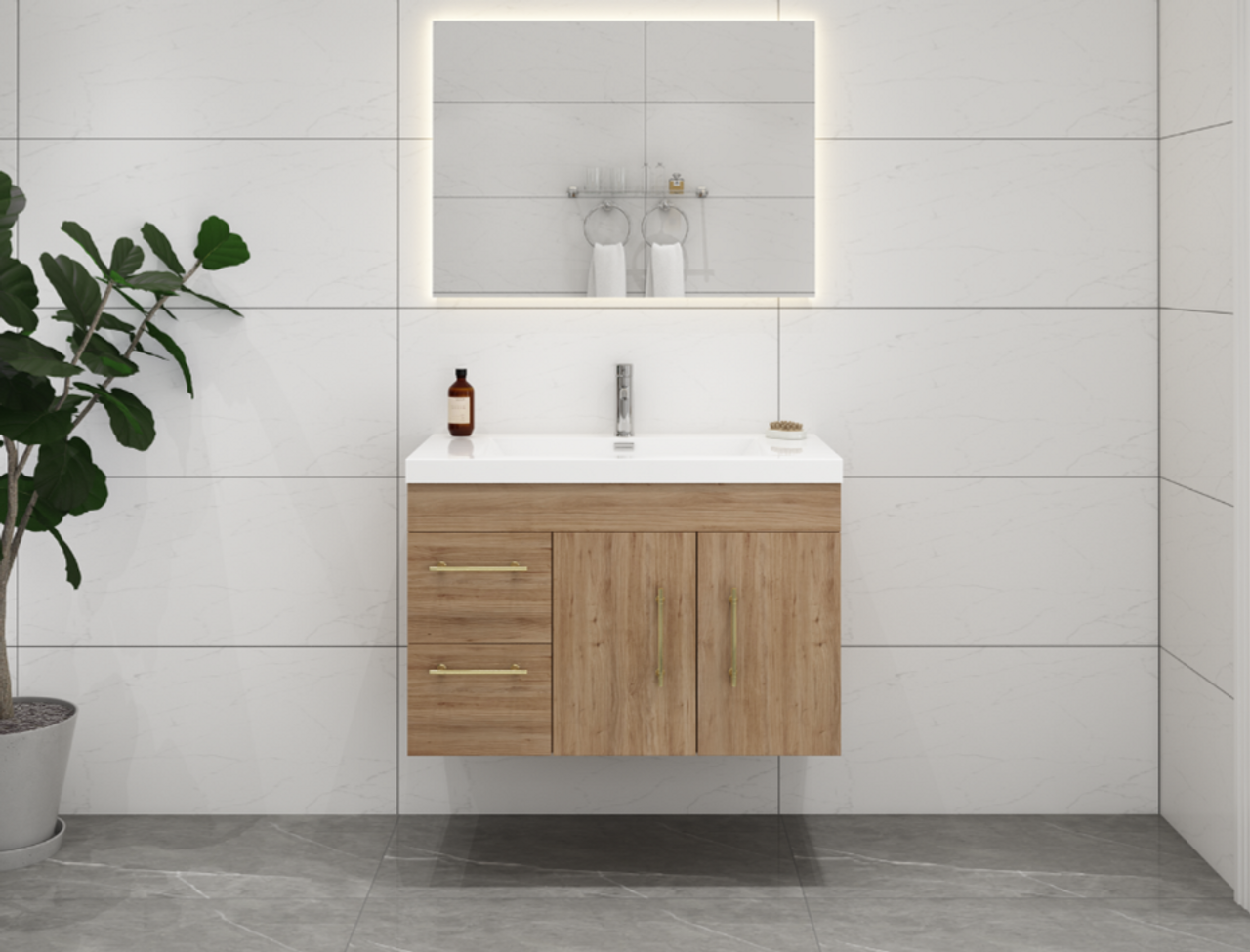ELSA 36" WALL MOUNTED BATH VANITY WITH REINFORCED ACRYLIC SINK