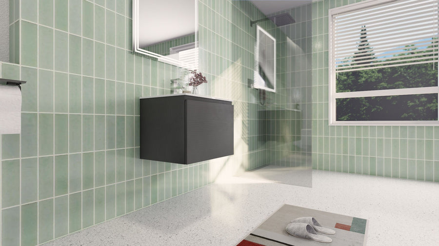 AIPO 24 Inch Wall Mounted Vanity with PVC Sink