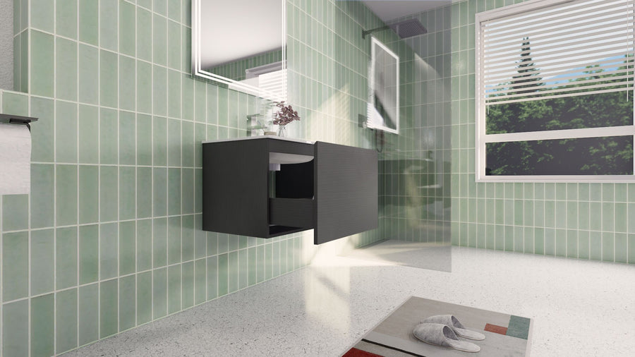 AIPO 24 Inch Wall Mounted Vanity with PVC Sink
