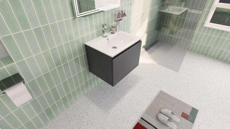 AIPO 24 Inch Wall Mounted Vanity with PVC Sink