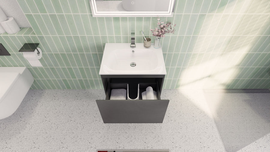 AIPO 24 Inch Wall Mounted Vanity with PVC Sink