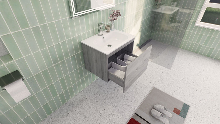 AIPO 24 Inch Wall Mounted Vanity with PVC Sink