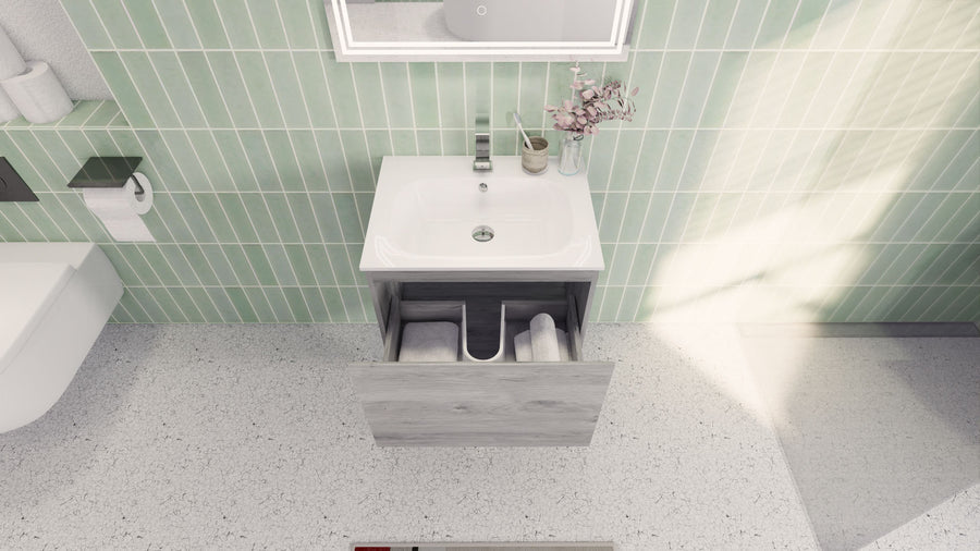 AIPO 24 Inch Wall Mounted Vanity with PVC Sink