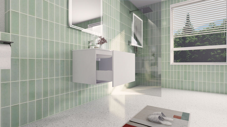 AIPO 24 Inch Wall Mounted Vanity with PVC Sink