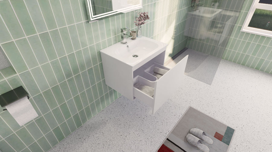 AIPO 24 Inch Wall Mounted Vanity with PVC Sink