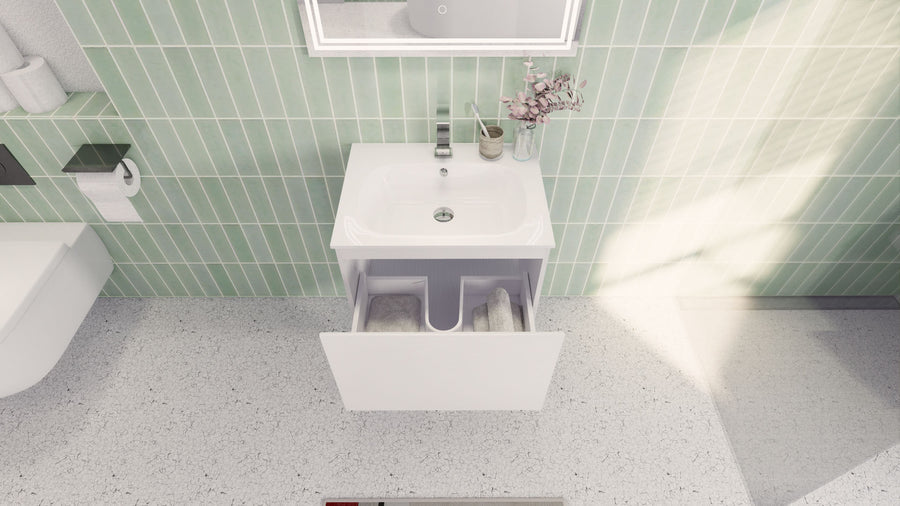 AIPO 24 Inch Wall Mounted Vanity with PVC Sink