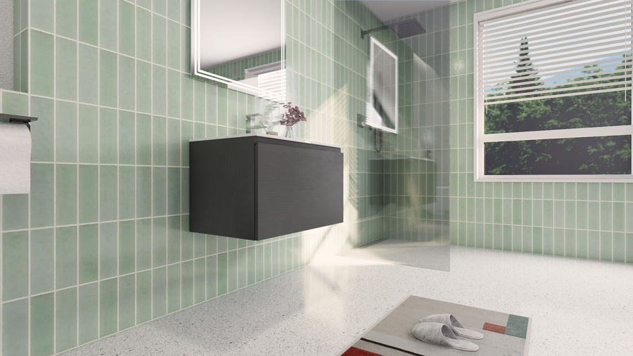 AIPO 30 Inch Wall Mounted Vanity with PVC Sink
