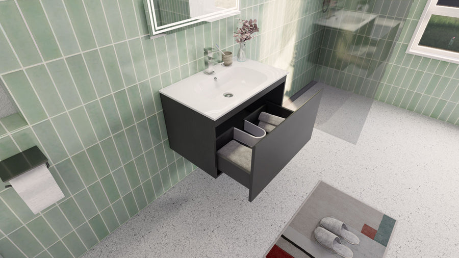 AIPO 30 Inch Wall Mounted Vanity with PVC Sink
