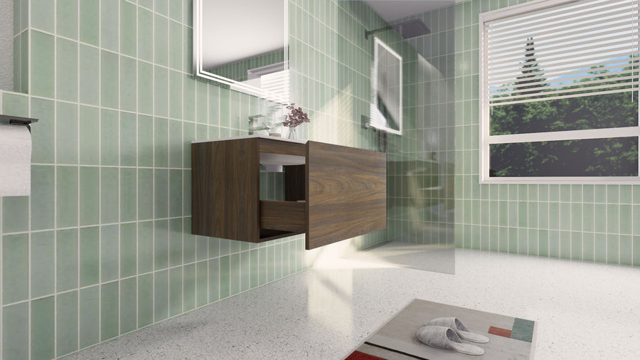 AIPO 30 Inch Wall Mounted Vanity with PVC Sink