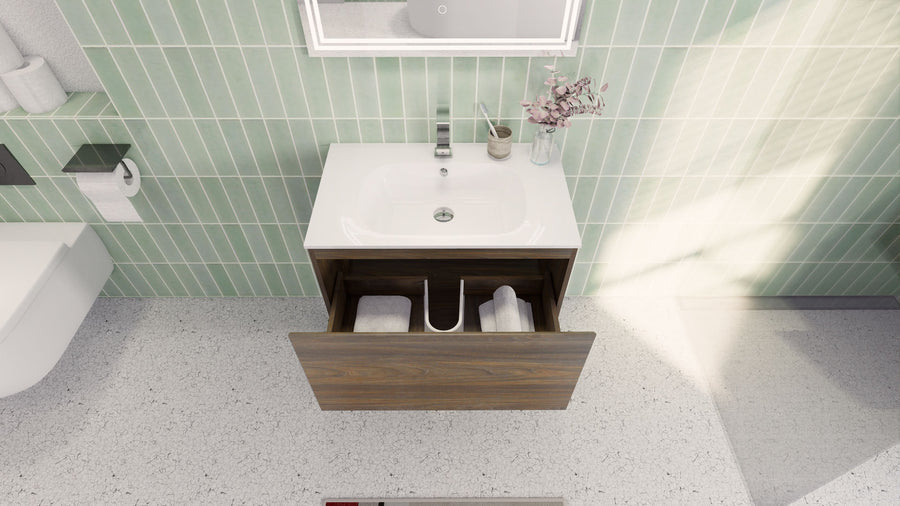 AIPO 30 Inch Wall Mounted Vanity with PVC Sink