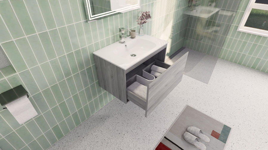 AIPO 30 Inch Wall Mounted Vanity with PVC Sink