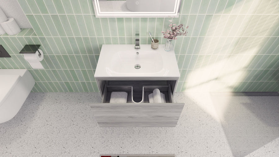 AIPO 30 Inch Wall Mounted Vanity with PVC Sink