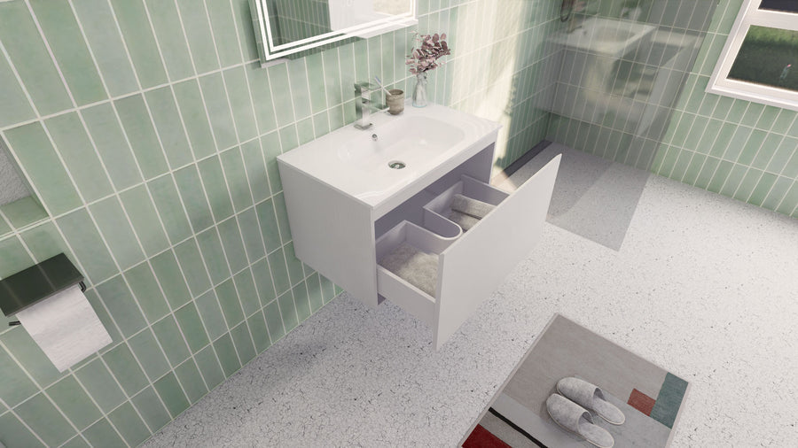 AIPO 30 Inch Wall Mounted Vanity with PVC Sink