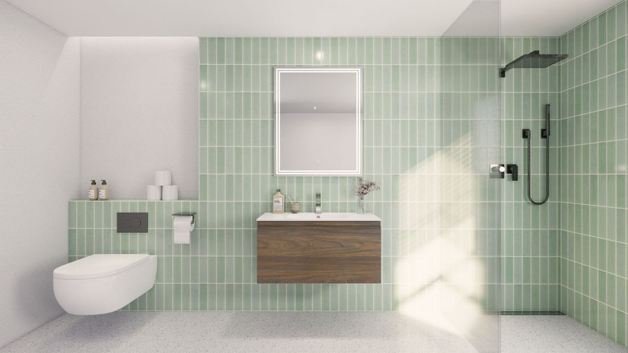 AIPO 36 Inch Wall Mounted Vanity with PVC Sink