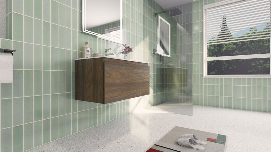 AIPO 36 Inch Wall Mounted Vanity with PVC Sink