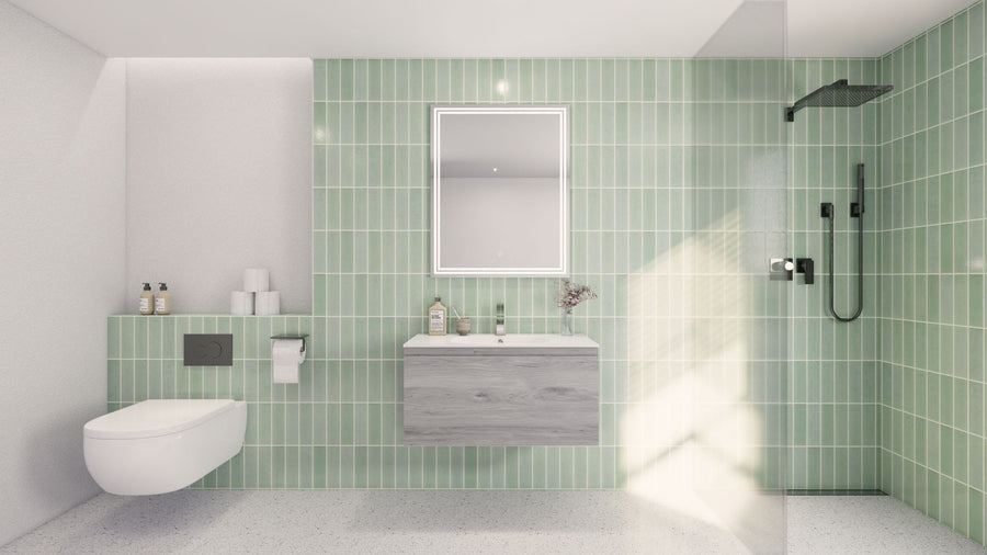 AIPO 36 Inch Wall Mounted Vanity with PVC Sink