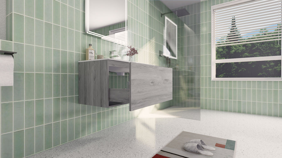 AIPO 36 Inch Wall Mounted Vanity with PVC Sink