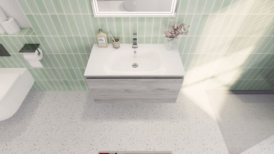 AIPO 36 Inch Wall Mounted Vanity with PVC Sink