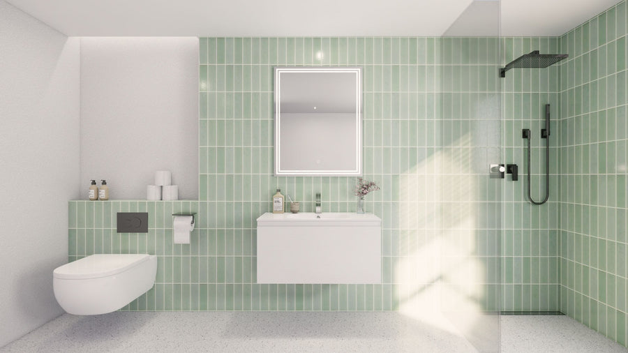 AIPO 36 Inch Wall Mounted Vanity with PVC Sink
