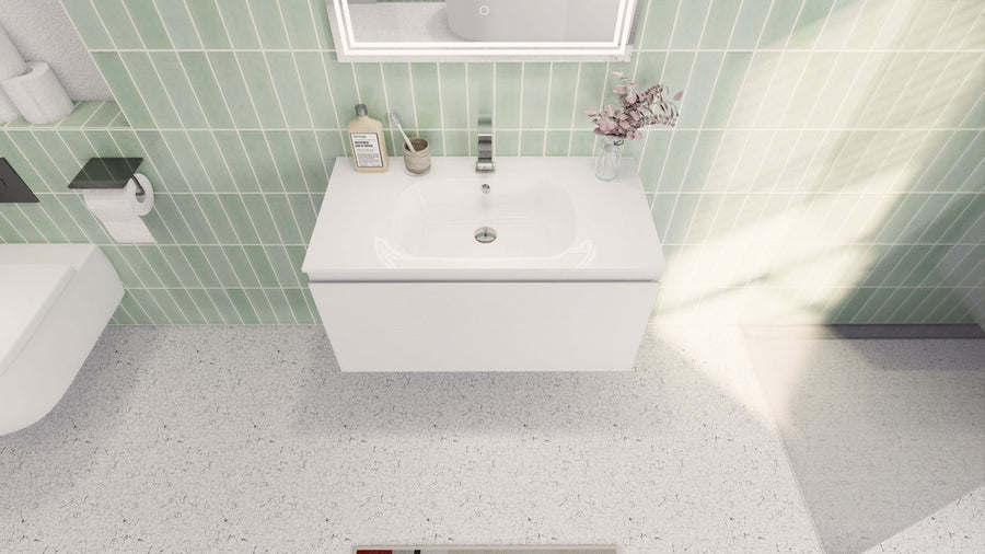 AIPO 36 Inch Wall Mounted Vanity with PVC Sink