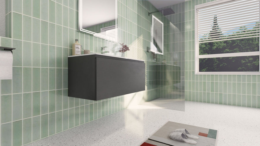 AIPO 40 Inch Wall Mounted Vanity with PVC Sink