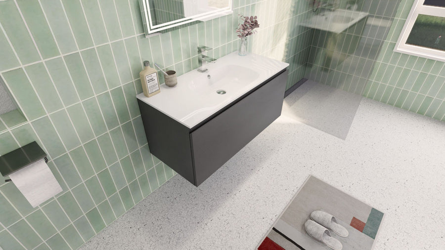 AIPO 48 Inch Wall Mounted Vanity with PVC Sink