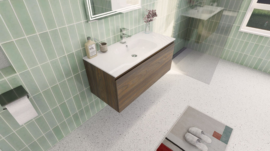 AIPO 48 Inch Wall Mounted Vanity with PVC Sink