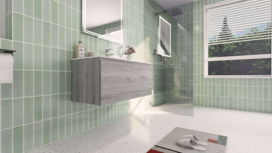 AIPO 48 Inch Wall Mounted Vanity with PVC Sink