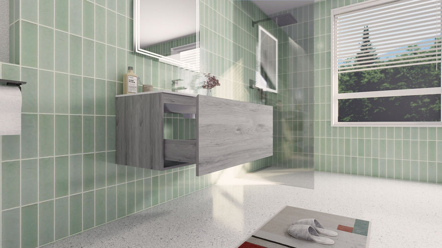 AIPO 40 Inch Wall Mounted Vanity with PVC Sink