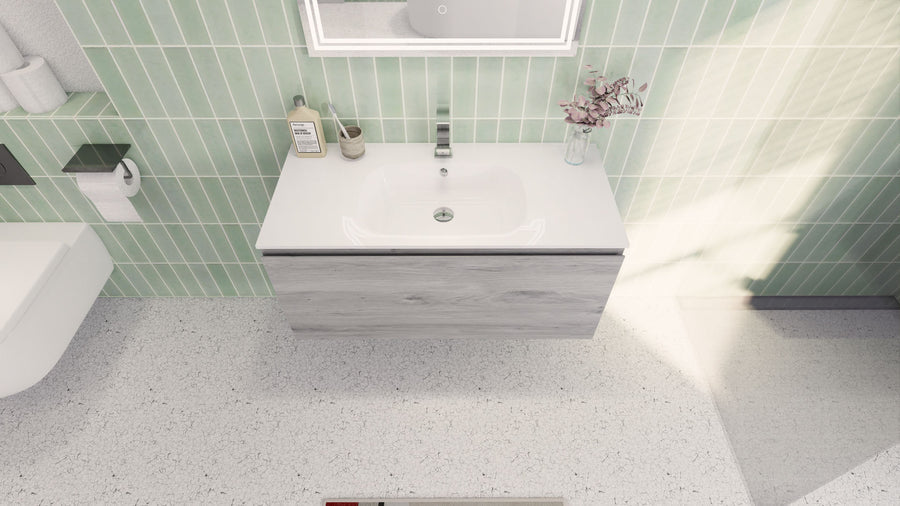 AIPO 40 Inch Wall Mounted Vanity with PVC Sink