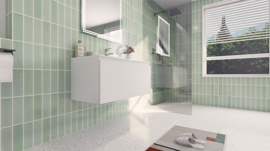 AIPO 48 Inch Wall Mounted Vanity with PVC Sink