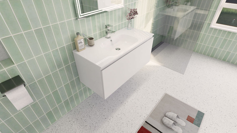 AIPO 40 Inch Wall Mounted Vanity with PVC Sink