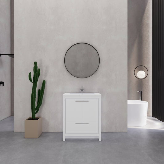 Dolly-Freestanding Bathroom Vanity with Faux Marble Integrated Top&Sink