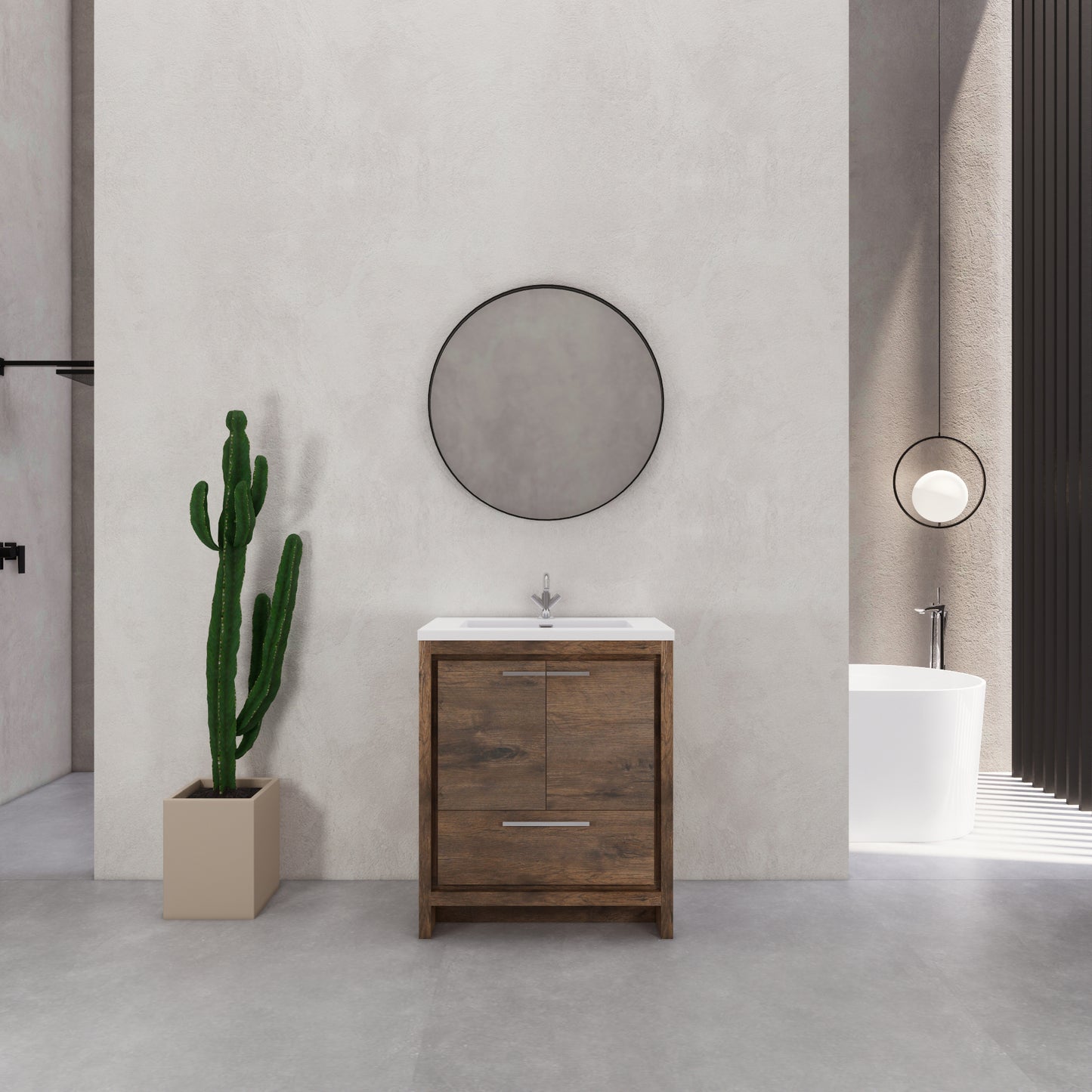 Dolly-Freestanding Bathroom Vanity with Faux Marble Integrated Top&Sink
