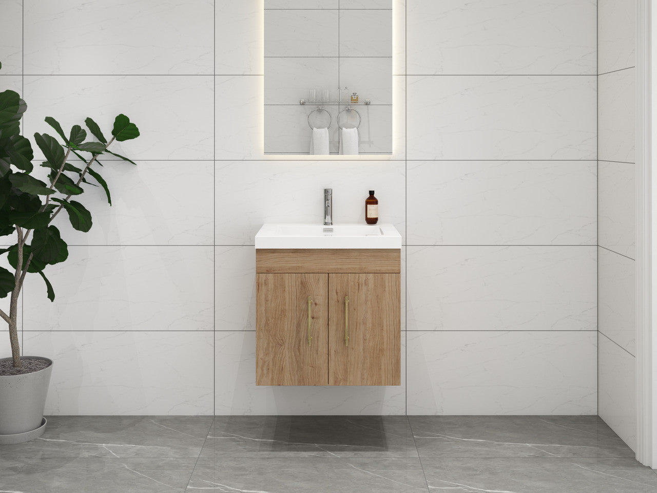 ELSA 24" WALL MOUNTED BATH VANITY WITH REINFORCED ACRYLIC SINK