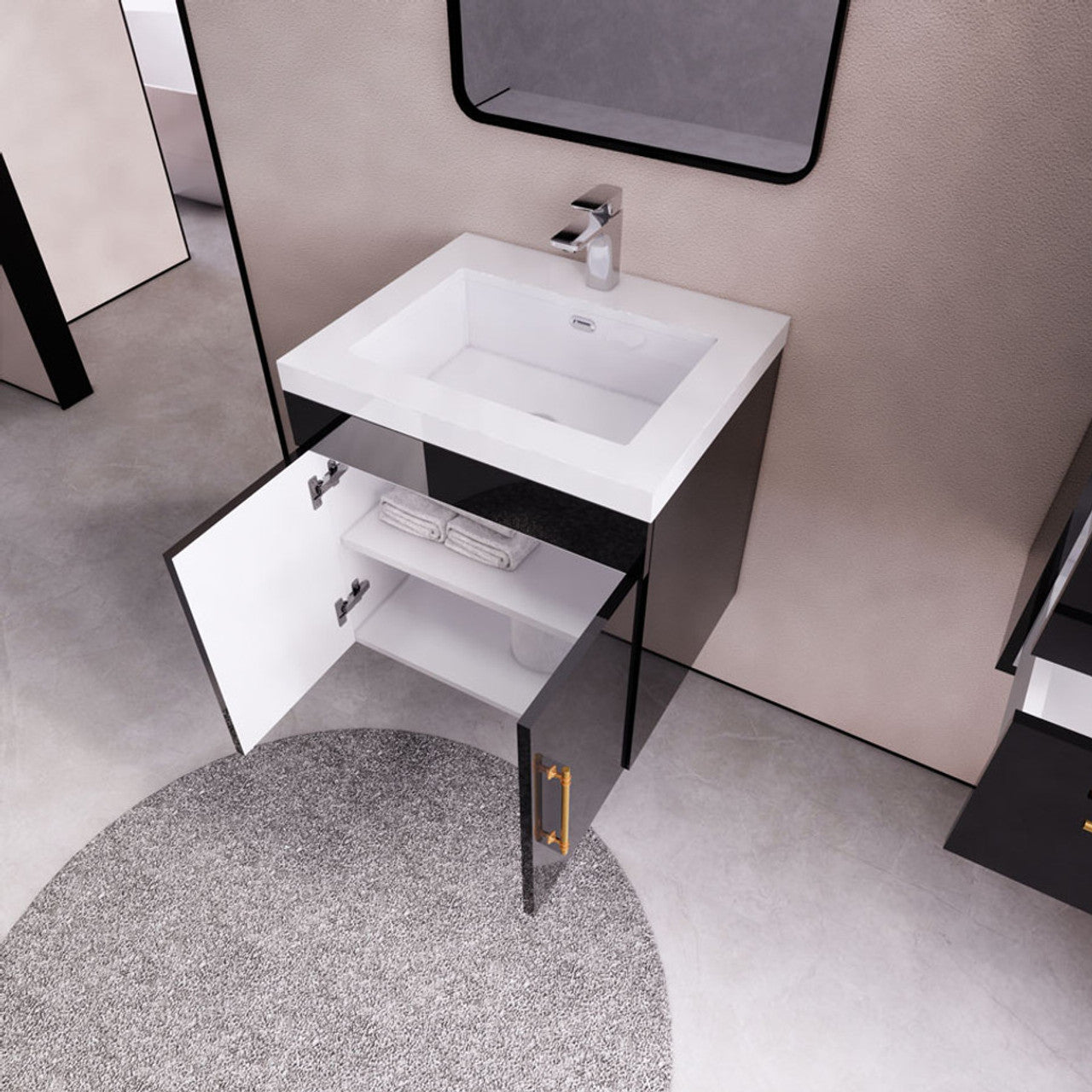 ELSA 24" WALL MOUNTED BATH VANITY WITH REINFORCED ACRYLIC SINK