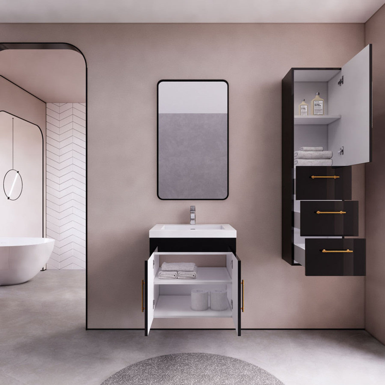ELSA 24" WALL MOUNTED BATH VANITY WITH REINFORCED ACRYLIC SINK
