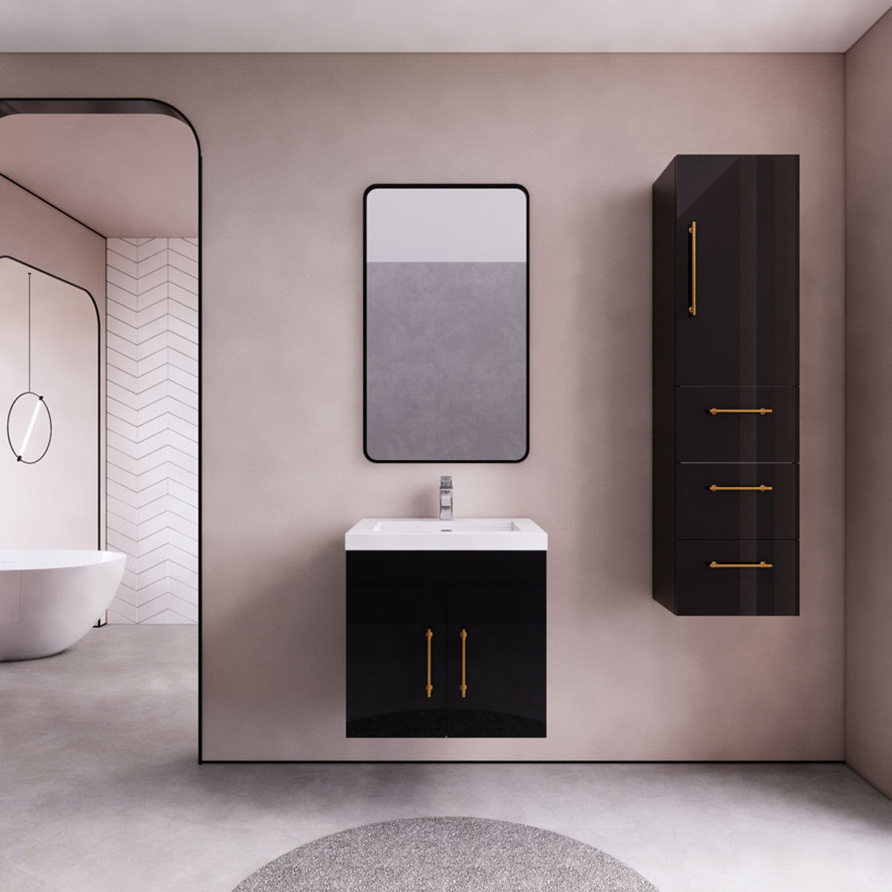 ELSA 24" WALL MOUNTED BATH VANITY WITH REINFORCED ACRYLIC SINK