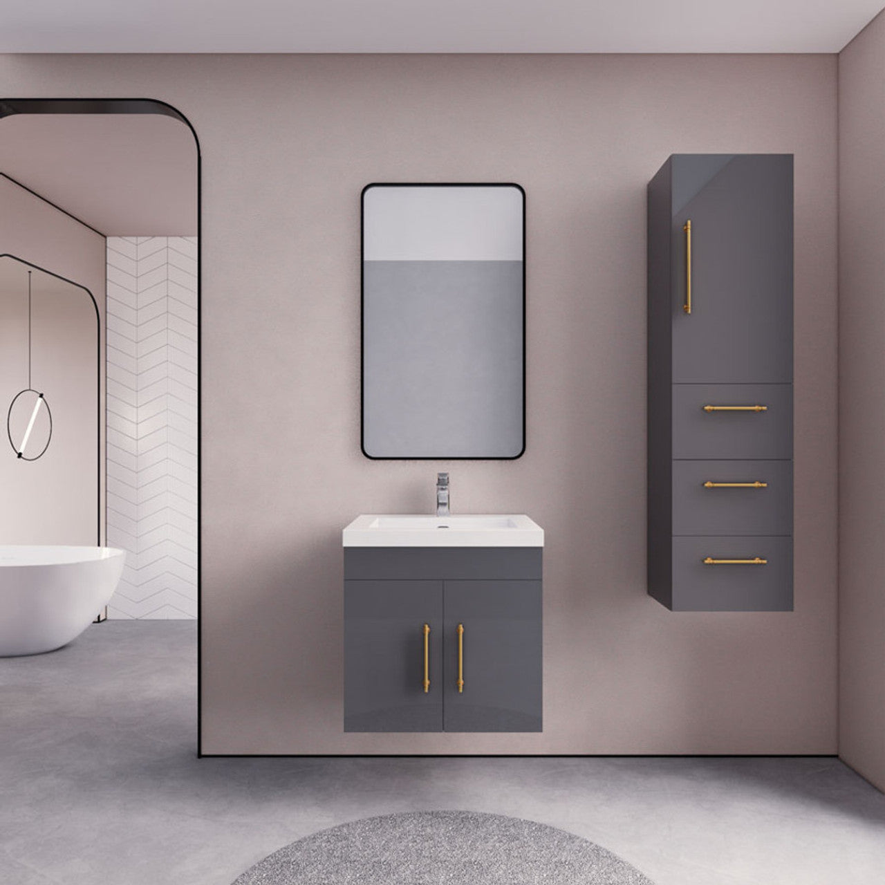 ELSA 24" WALL MOUNTED BATH VANITY WITH REINFORCED ACRYLIC SINK